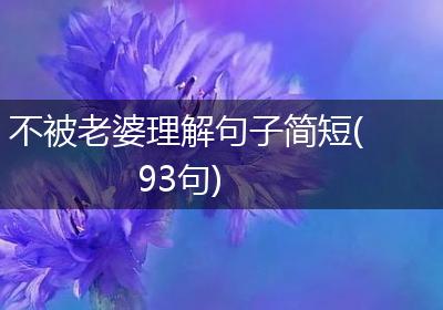 不被老婆理解句子简短(93句)