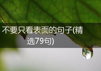 不要只看表面的句子(精选79句)
