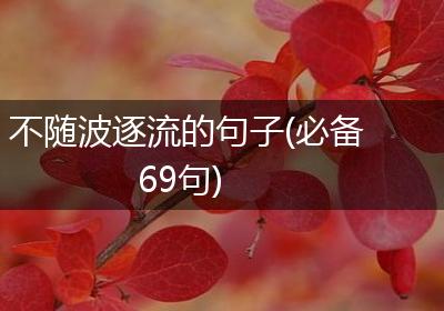 不随波逐流的句子(必备69句)