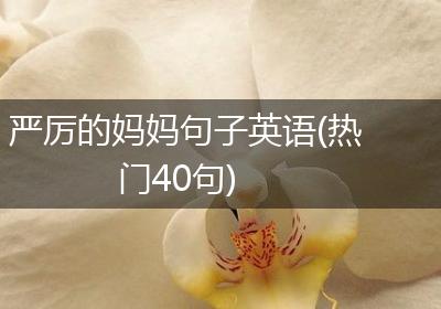 严厉的妈妈句子英语(热门40句)