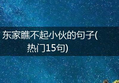 东家瞧不起小伙的句子(热门15句)