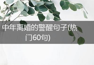 中年离婚的警醒句子(热门60句)