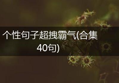 个性句子超拽霸气(合集40句)