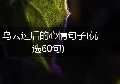 乌云过后的心情句子(优选60句)