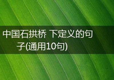 中国石拱桥 下定义的句子(通用10句)