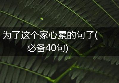 为了这个家心累的句子(必备40句)