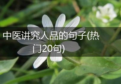 中医讲究人品的句子(热门20句)