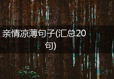亲情凉薄句子(汇总20句)