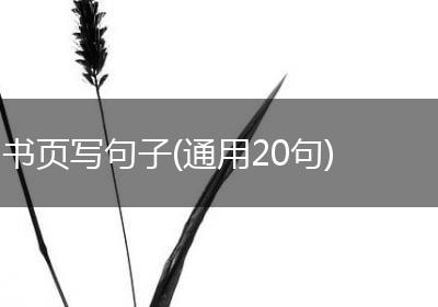 书页写句子(通用20句)
