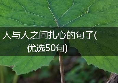 人与人之间扎心的句子(优选50句)
