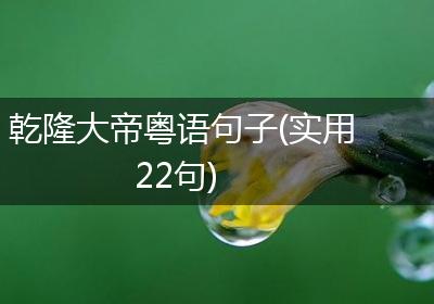 乾隆大帝粤语句子(实用22句)