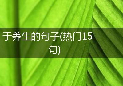 于养生的句子(热门15句)