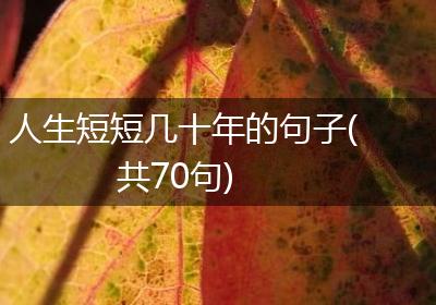 人生短短几十年的句子(共70句)