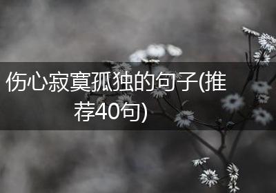 伤心寂寞孤独的句子(推荐40句)