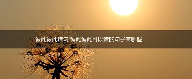 彼此彼此造句 彼此彼此可以造的句子有哪些,第1张