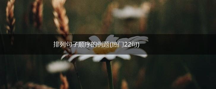 排列句子顺序的例题(热门22句),第1张