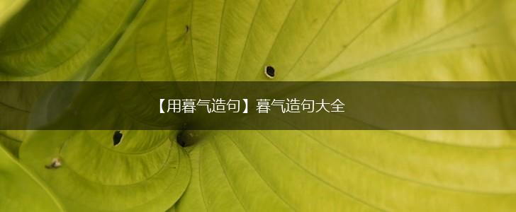 【用暮气造句】暮气造句大全,第1张 【用暮气造句】暮气造句大全,第1张