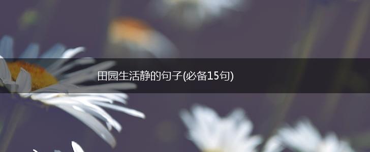 田园生活静的句子(必备15句),第1张