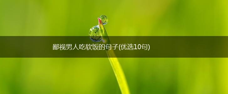 鄙视男人吃软饭的句子(优选10句),第1张