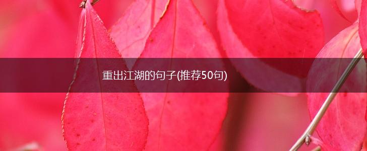 重出江湖的句子(推荐50句),第1张