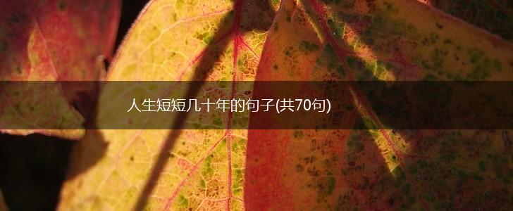 人生短短几十年的句子(共70句),第1张